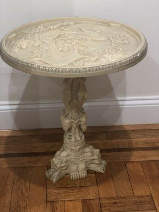 Antique Carrera Marble ? Center/foyer Table Carved