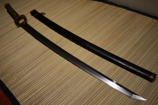 Signed WW2 Japanese Army Officer Samurai Sword Katana Shin Gunto 1 2
