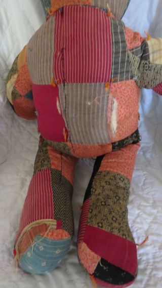 Antique Hand Sewn Stitched Patchwork Teddy Bear Made From Cutter Quilt 26 