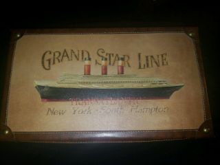 Transatlantic Grand Star Line Treasure Chest / Trunk 19.  5 X 11 Brass Henges