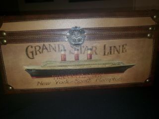 Transatlantic Grand Star Line Treasure Chest / Trunk 19.  5 X 11 Brass Henges 2