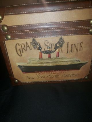 Transatlantic Grand Star Line Treasure Chest / Trunk 19.  5 X 11 Brass Henges 5
