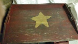 Primitive Stove Cover Noodle Board Hand Crafted Burgundy W/ Gold Single Star