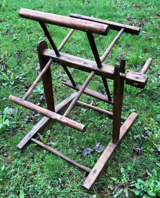 Antique 1900’s Hand Made Primitive Solid Wood Yarn Winder Spinner Wheel Vintage