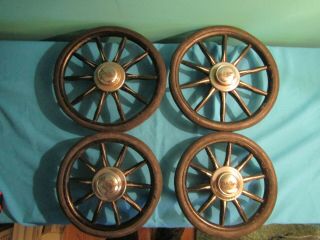 Whitney Wooden Spoke Wheels,  Vintage Set Of 4 Front 10 3/8 ",  Back 12 " 10 Spoke