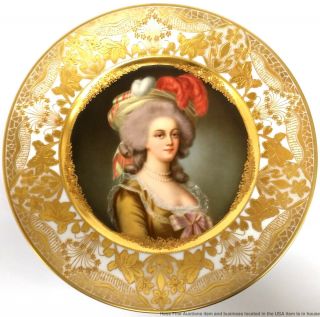 19c Signed R Friedrich Dresden Marie Antoinette German Porcelain Portrait Plate
