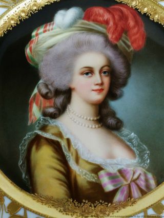 19c Signed R Friedrich Dresden Marie Antoinette German Porcelain Portrait Plate 2