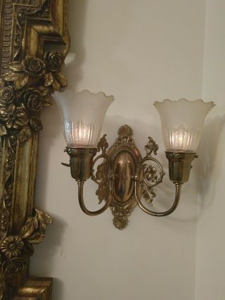 Gorgeous " Pair " Of Antique Victorian Wall Sconces,  Electrified,  Circa 1880 
