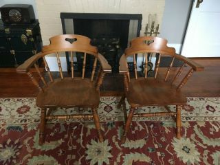 Vintage Solid Maple Tell City Chair Co.  Arm Chairs Captain Chairs