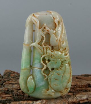 Chinese Exquisite Hand - Carved Dragon Carving Jadeite Jade Pendant