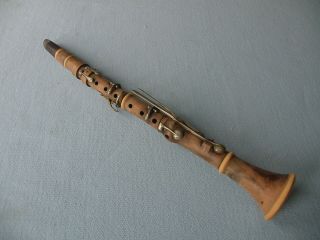 10 Keyed Antique Boxwood Clarinet In D Brass Keys 1800 