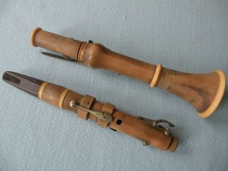 10 keyed Antique Boxwood Clarinet in D Brass keys 1800 ' s Wood mouthpiece 2