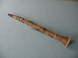 10 keyed Antique Boxwood Clarinet in D Brass keys 1800 ' s Wood mouthpiece 3