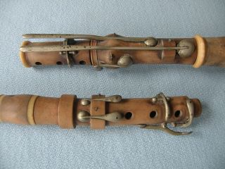 10 keyed Antique Boxwood Clarinet in D Brass keys 1800 ' s Wood mouthpiece 4