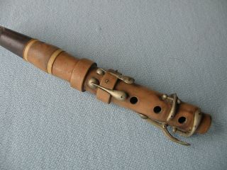 10 keyed Antique Boxwood Clarinet in D Brass keys 1800 ' s Wood mouthpiece 7