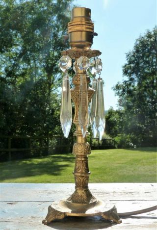 Brass & Crystal Table Lamp Vintage French Rococo Baroque Rewired
