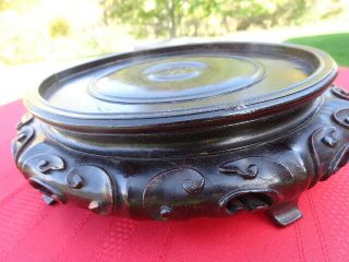 LARGE ANTIQUE CHINESE CLOISONNE BOWL WITH FLOWERS AND WOODEN STAND MARKED 12