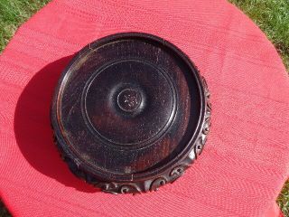 LARGE ANTIQUE CHINESE CLOISONNE BOWL WITH FLOWERS AND WOODEN STAND MARKED 7