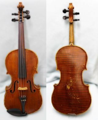 4/4 FINE IMPRESSIVE 100,  years OLD ANTIQUE VIOLIN GUTSY AND FULL SOUND 7