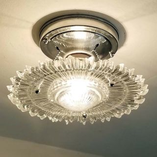 436b Vintage Art Deco Ceiling Light Lamp Fixture Glass Re - Wired 1 Of 6