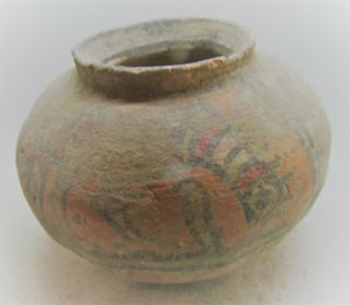Ancient Indus Valley Harappan Pottery Painted Pyxis Vessel With Bird Motifs
