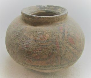ANCIENT INDUS VALLEY HARAPPAN POTTERY PAINTED PYXIS VESSEL WITH BIRD MOTIFS 2