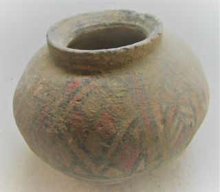 ANCIENT INDUS VALLEY HARAPPAN POTTERY PAINTED PYXIS VESSEL WITH BIRD MOTIFS 3