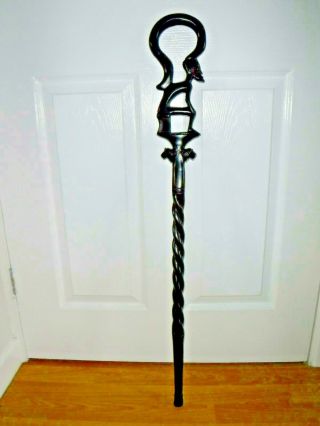 Great Makonde Carved Wooden Stick Staff African Tribal 36.  5 " Tall
