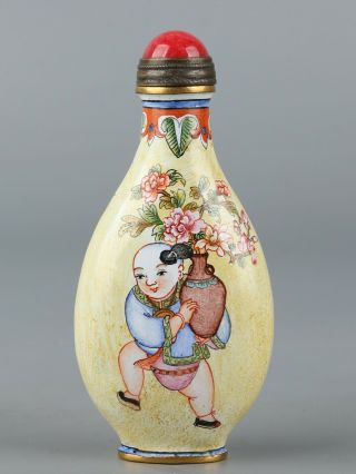 Chinese Exquisite Handmade Child Cloisonne Snuff Bottle