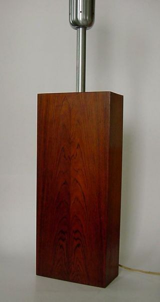 Vintage 1960s Walter Von Nessen Wood Table Lamp Mid Century Modern