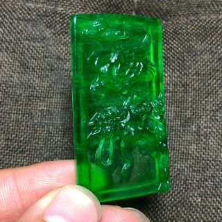 Chinese Green Jadeite Jade Carved Eagle & Tree Handwork Rare Collectible Pendant 4