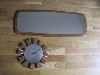 VTG 60s 70s TEAK EFFECT DANISH MID CENTURY WALL LONG HALL MIRROR RETRO G PLAN 2