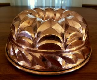 Antique Heavy Copper Pan TIN Lined BUNDT Cake Turks Head KUGELHOPF Mold 6