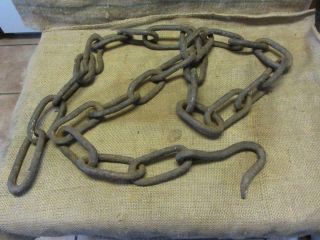 Vintage Hand Forged Iron Ship Or Logging Chain 114 " Antique Anchor Boat 9973