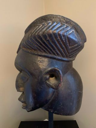 VTG African Tribal Mask On Stand - Bamum? Luluwa? Suku? AS - IS Repairs Losses 2