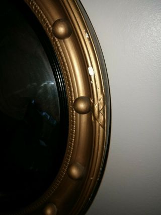 Vintage Mid century regency style Gilt Bullseye Ball Circular Convex Mirror 4