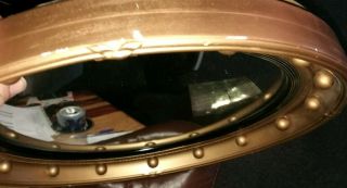 Vintage Mid century regency style Gilt Bullseye Ball Circular Convex Mirror 7