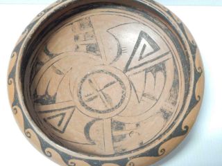 ANTIQUE / VINTAGE HOPI PUEBLO INDIAN POTTERY FLAT BOWL - EARLY KACHINA KIVA POT 2