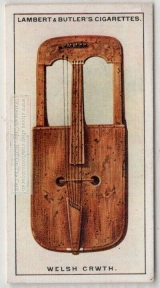 Welsh Crwth Rote Bowed Lyre Music Instrument 1920s Ad Trade Card