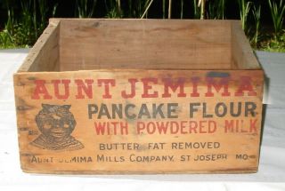 Antique Rare Advertising Wooden Crate.  Aunt Jemima Pancake Flour St.  Joseph,  Mo.