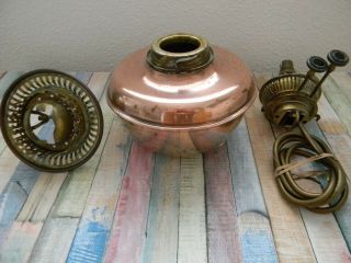 Large Copper and Brass Victorian Ships Hanging Oil Lamp Converted To Electric 8