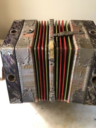 Antique Excelsior Concertina with hex box,  Made In Germany 2