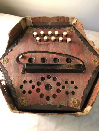 Antique Excelsior Concertina with hex box,  Made In Germany 8