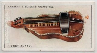 Hurdy - Gurdy Hand Crank Turned Stringed Music Instrument 1920s Ad Trade Card