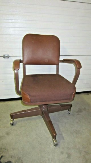Vintage United Chair Rolling Desk Office Chair - Brown,