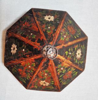 Old Vintage Hand Crafted Painted Wooden Dome Shaped Box 5