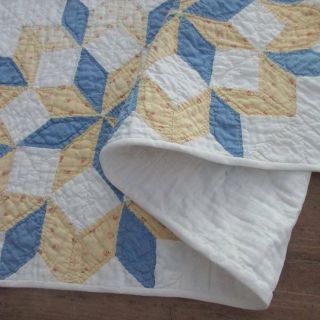 Early Blue & Yellow Antique Table Runner QUILT 27x11 
