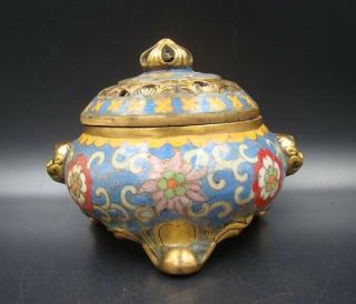 Collectible Handmade Carving Brass Cloisonne Enamel Incense Burners