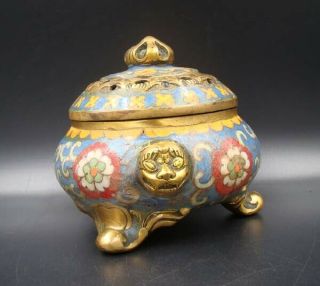 Collectible Handmade Carving Brass Cloisonne Enamel Incense Burners 4