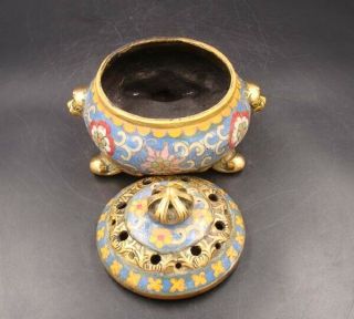Collectible Handmade Carving Brass Cloisonne Enamel Incense Burners 6